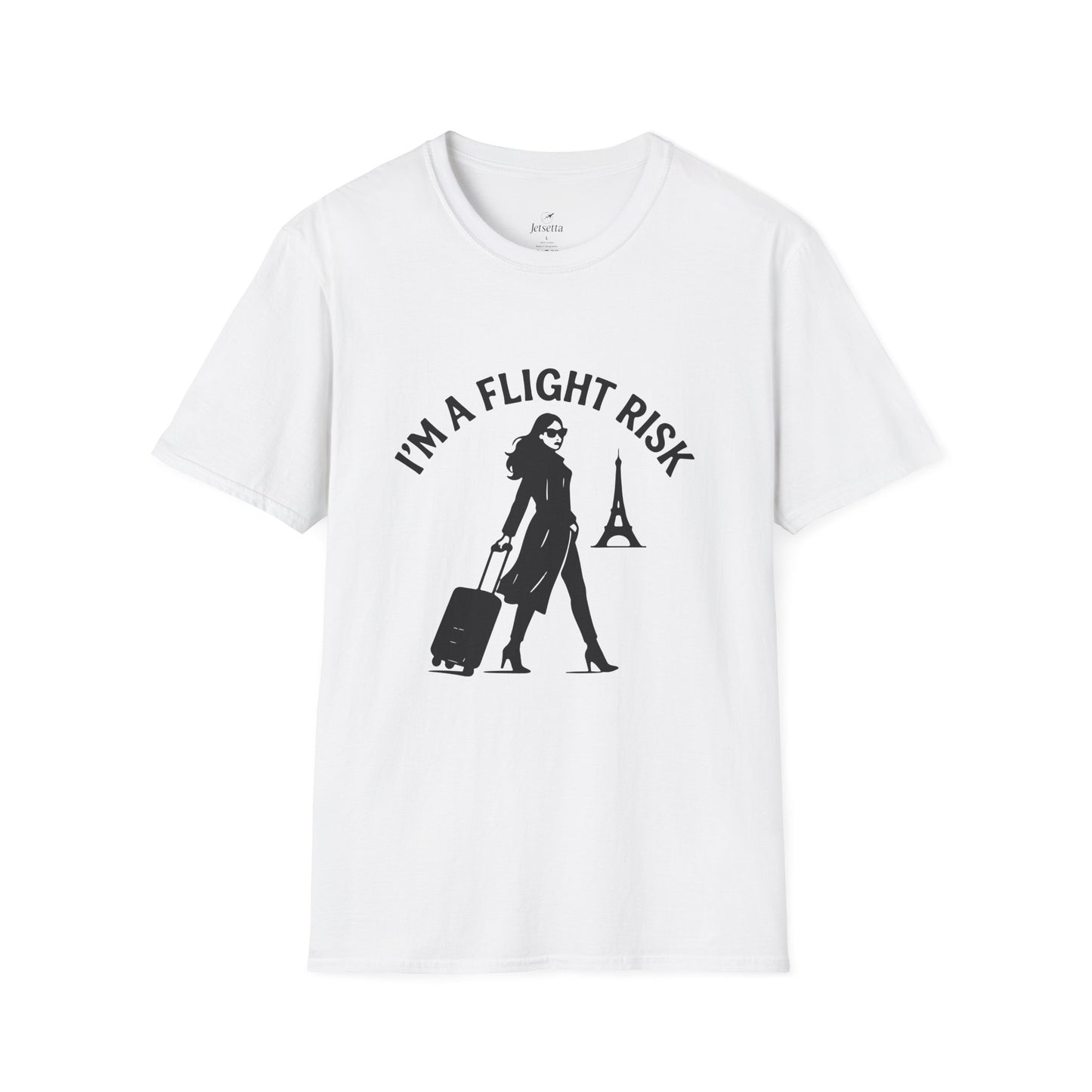 "I'm a Flight Risk" - Woman w/ Straight Hair Unisex Softstyle T-Shirt