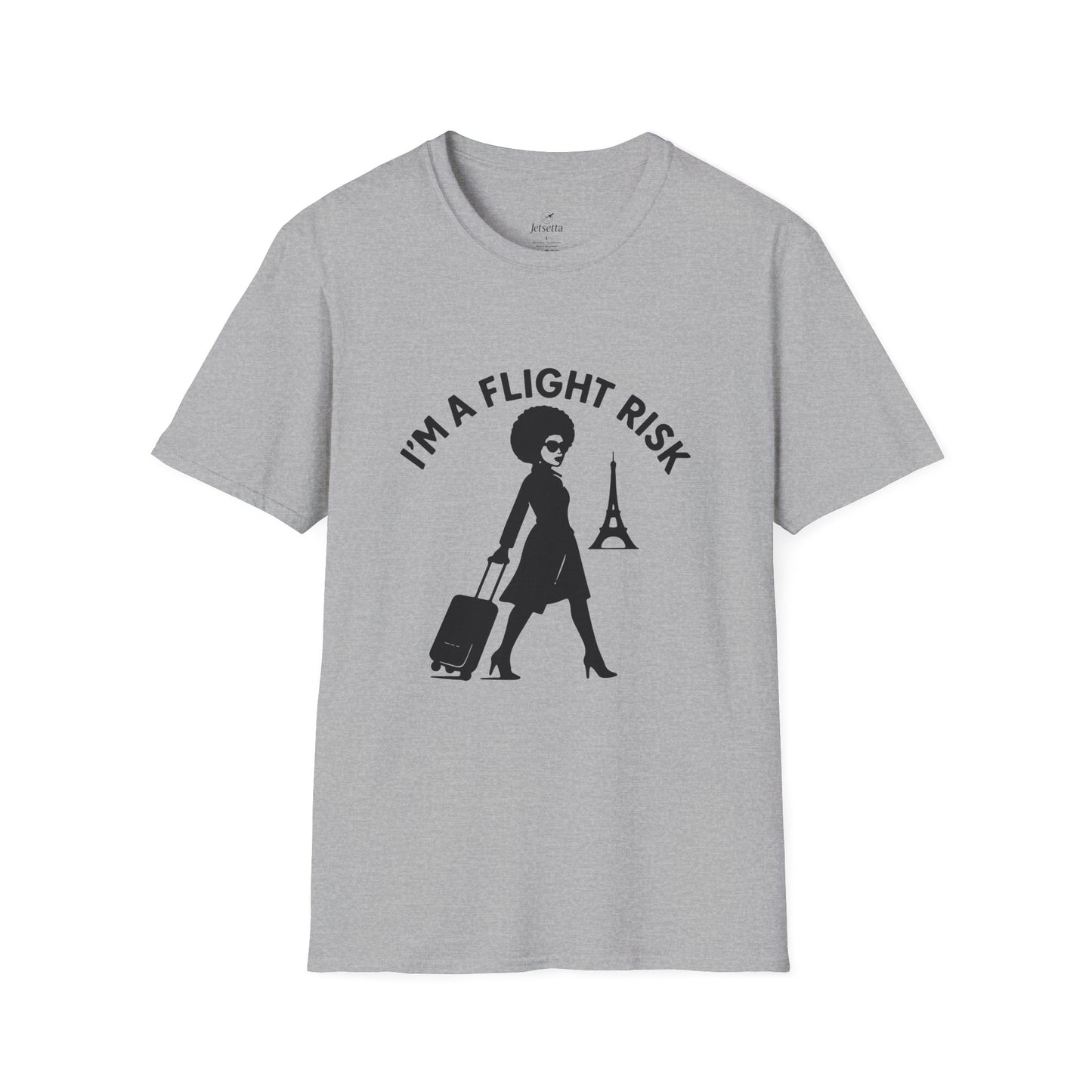 "I'm a Flight Risk" - Woman w/ Afro Unisex Softstyle T-Shirt