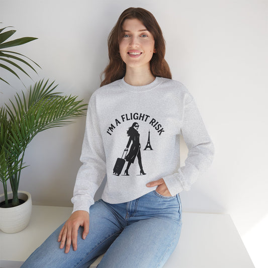 "I'm A Flight Risk" - Woman w/ Straight Hair Unisex Heavy Blend™ Crewneck Sweatshirt