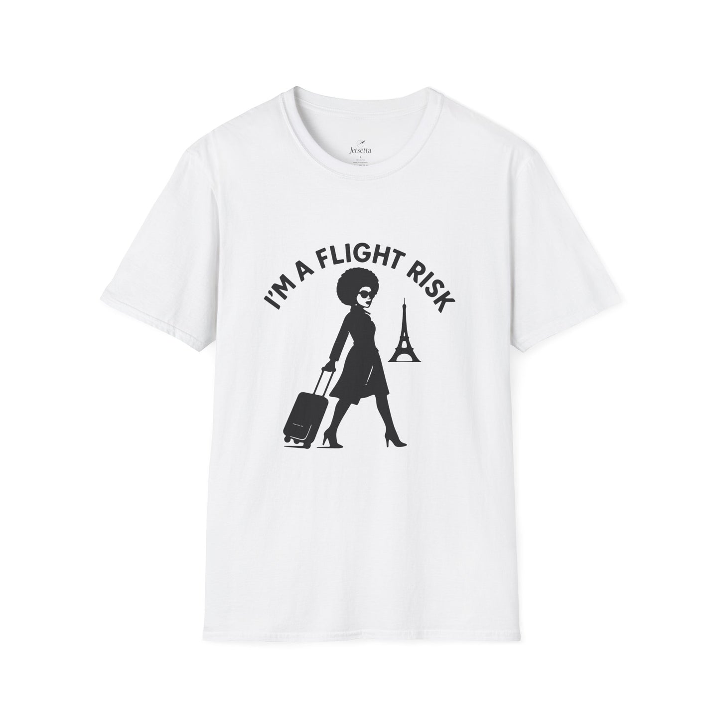 "I'm a Flight Risk" - Woman w/ Afro Unisex Softstyle T-Shirt