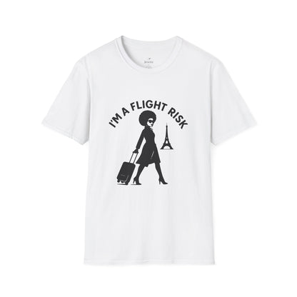"I'm a Flight Risk" - Woman w/ Afro Unisex Softstyle T-Shirt