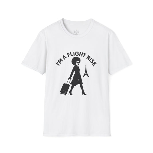 "I'm a Flight Risk" - Woman w/ Afro Unisex Softstyle T-Shirt