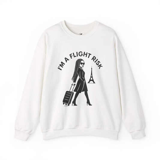 "I'm A Flight Risk" - Woman w/ Braids Unisex Heavy Blend™ Crewneck Sweatshirt