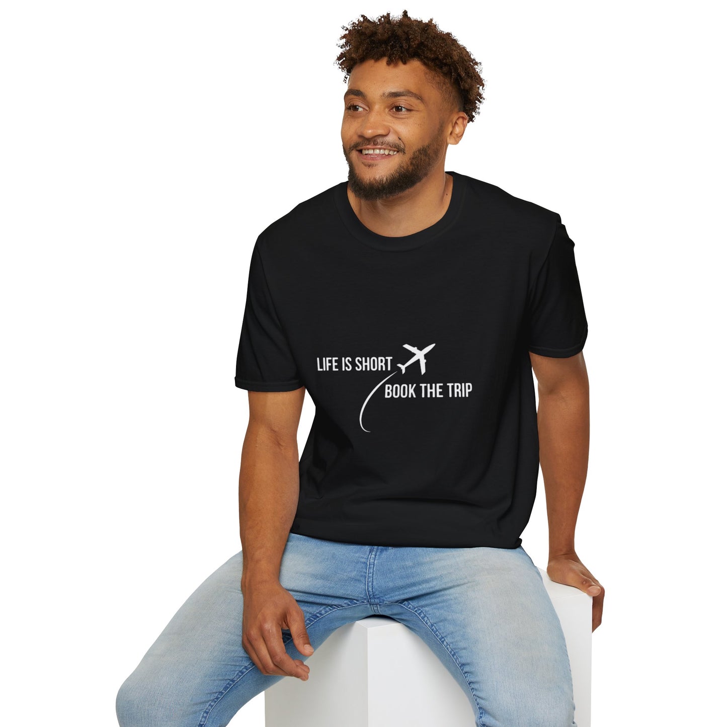 "Life is Short. Book the Trip" - Unisex Softstyle T-Shirt