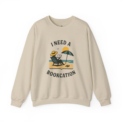"I Need a Bookcation™" - Unisex Heavy Blend™ Crewneck Sweatshirt