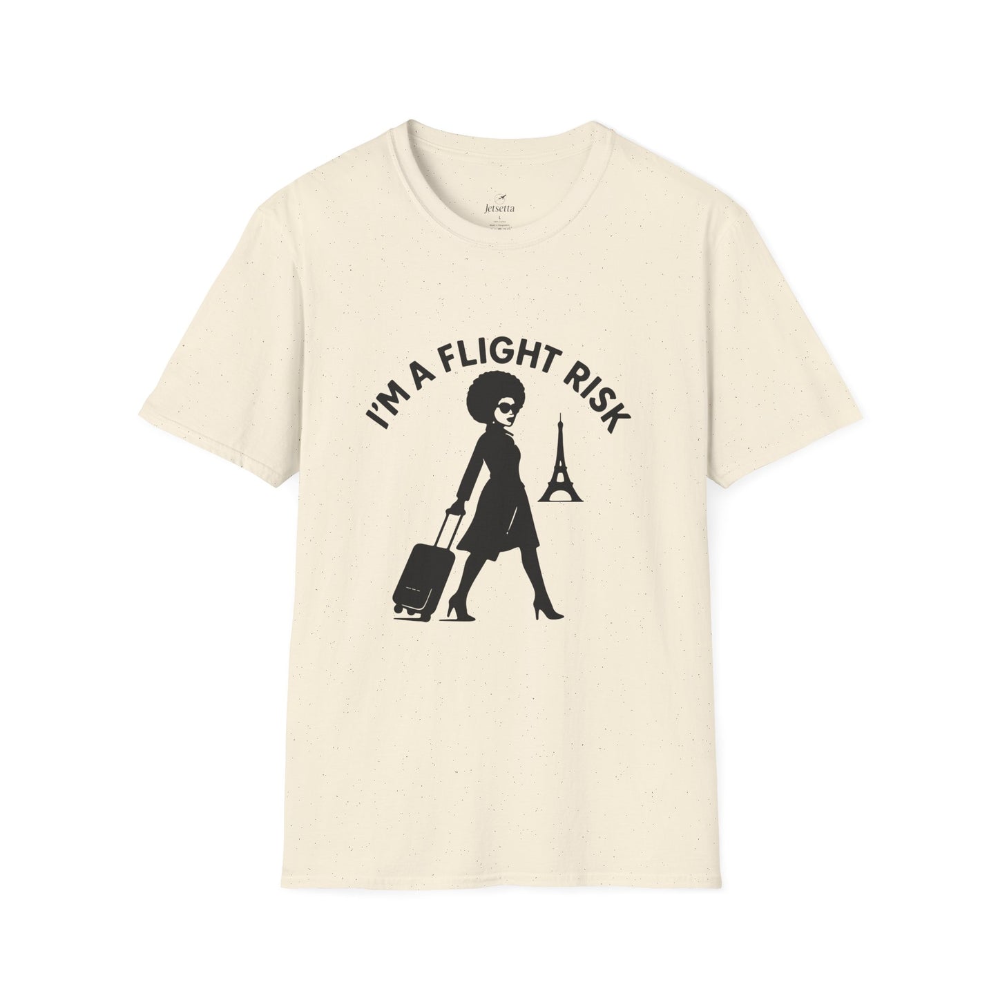 "I'm a Flight Risk" - Woman w/ Afro Unisex Softstyle T-Shirt