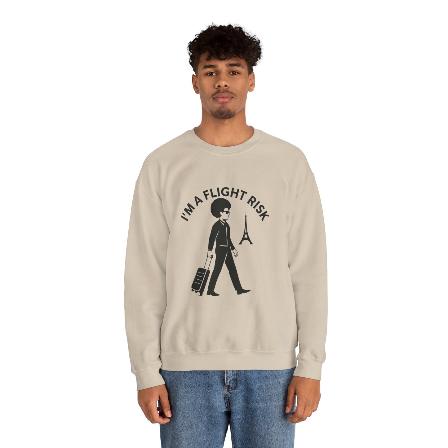 "I'm A Flight Risk" - Man w/ Afro Unisex Heavy Blend™ Crewneck Sweatshirt