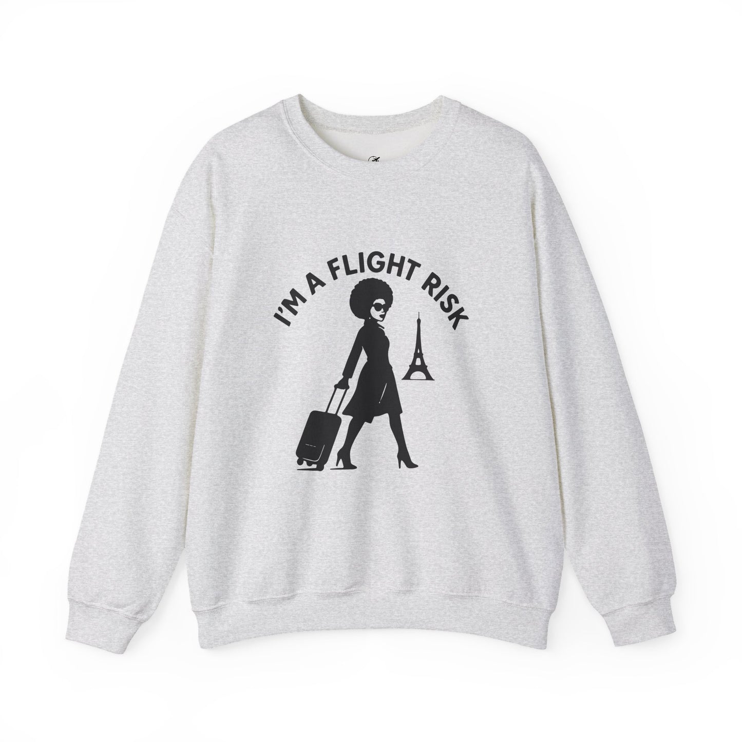 "I'm A Flight Risk" - Woman w/ Afro Unisex Heavy Blend™ Crewneck Sweatshirt