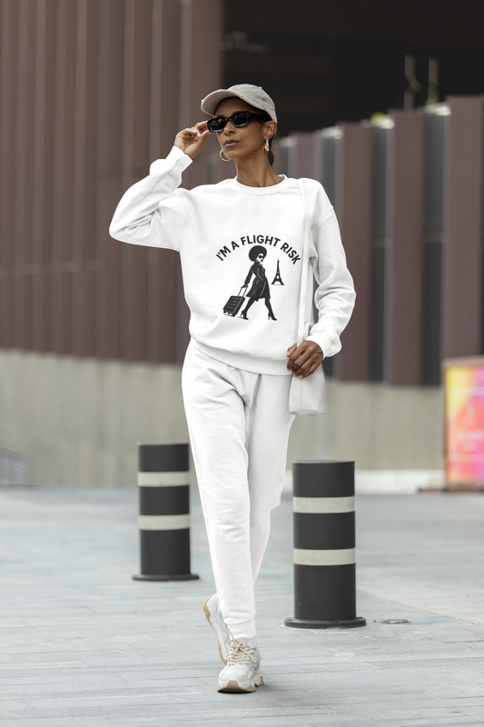 "I'm A Flight Risk" - Woman w/ Afro Unisex Heavy Blend™ Crewneck Sweatshirt