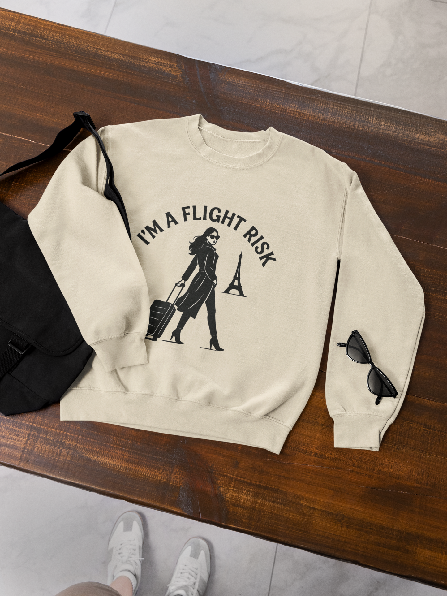 "I'm A Flight Risk" - Woman w/ Straight Hair Unisex Heavy Blend™ Crewneck Sweatshirt