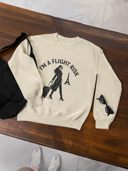 "I'm A Flight Risk" - Woman w/ Straight Hair Unisex Heavy Blend™ Crewneck Sweatshirt
