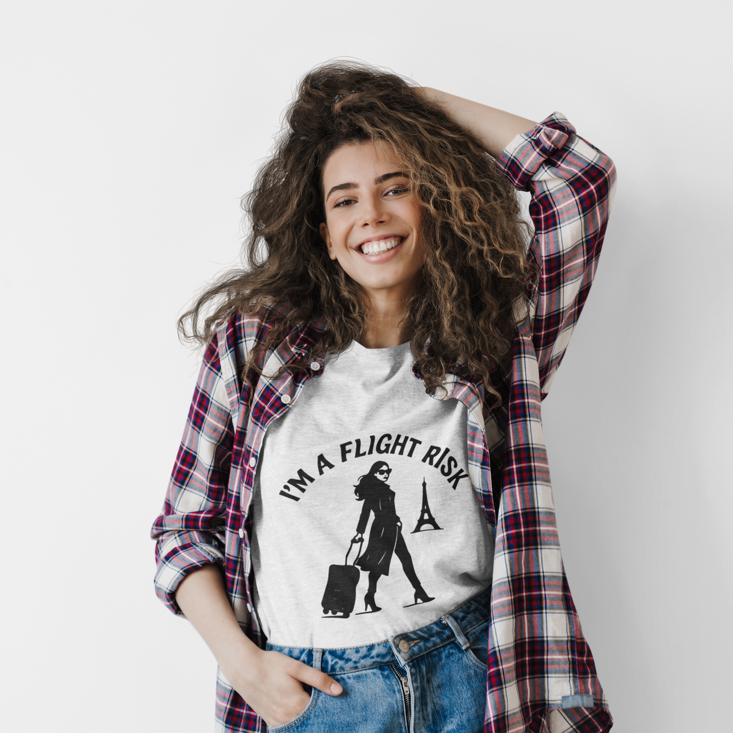 "I'm a Flight Risk" - Woman w/ Straight Hair Unisex Softstyle T-Shirt