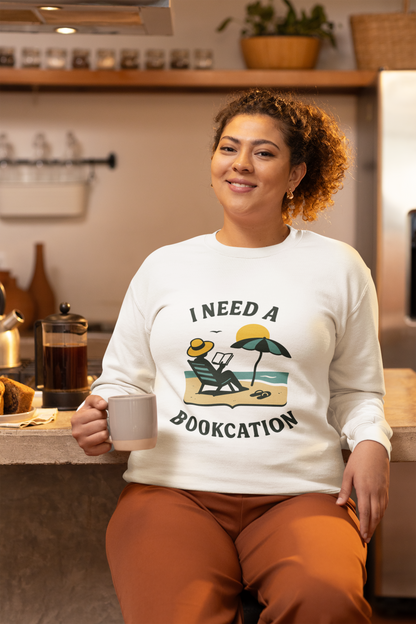 "I Need a Bookcation™" - Unisex Heavy Blend™ Crewneck Sweatshirt