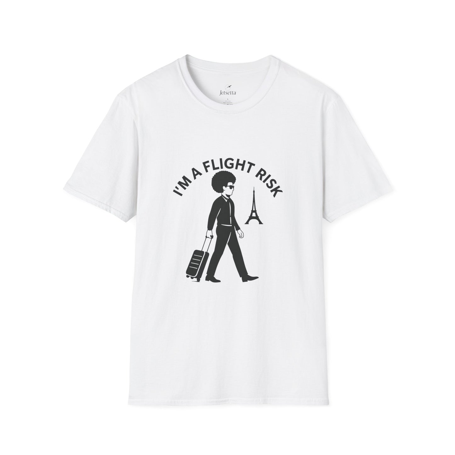"I'm a Flight Risk" - Man w/ Afro Unisex Softstyle T-Shirt