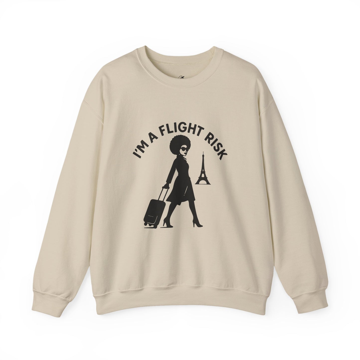 "I'm A Flight Risk" - Woman w/ Afro Unisex Heavy Blend™ Crewneck Sweatshirt
