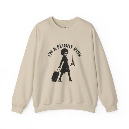 "I'm A Flight Risk" - Woman w/ Afro Unisex Heavy Blend™ Crewneck Sweatshirt