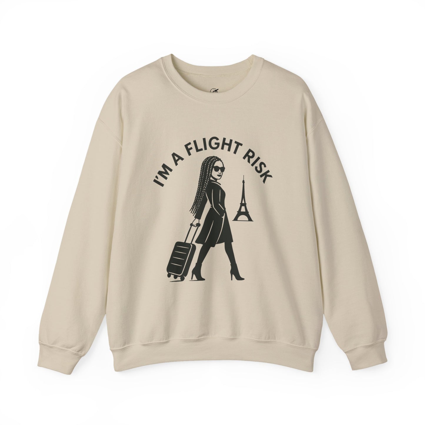 "I'm A Flight Risk" - Woman w/ Braids Unisex Heavy Blend™ Crewneck Sweatshirt