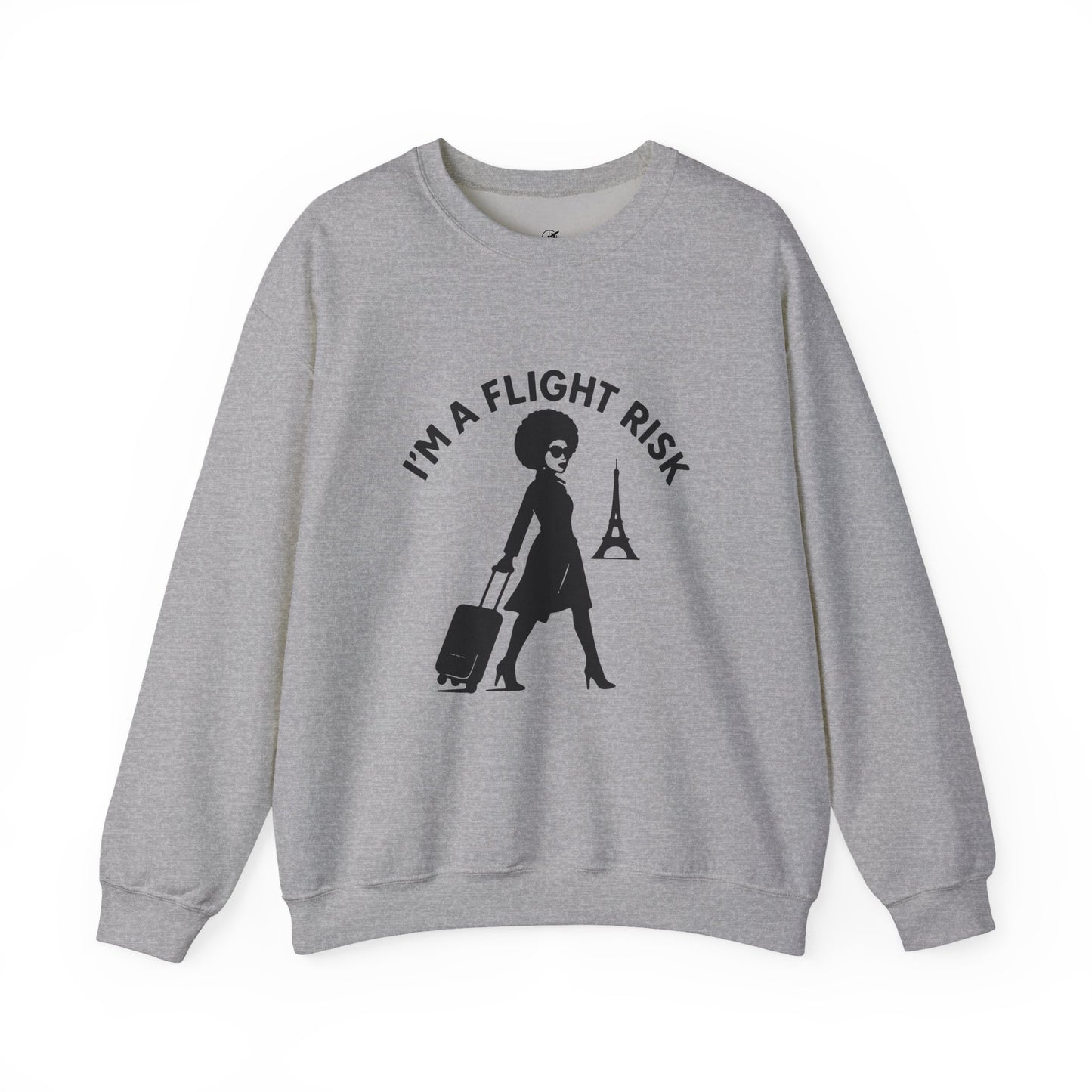 "I'm A Flight Risk" - Woman w/ Afro Unisex Heavy Blend™ Crewneck Sweatshirt