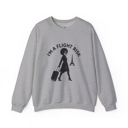 "I'm A Flight Risk" - Woman w/ Afro Unisex Heavy Blend™ Crewneck Sweatshirt