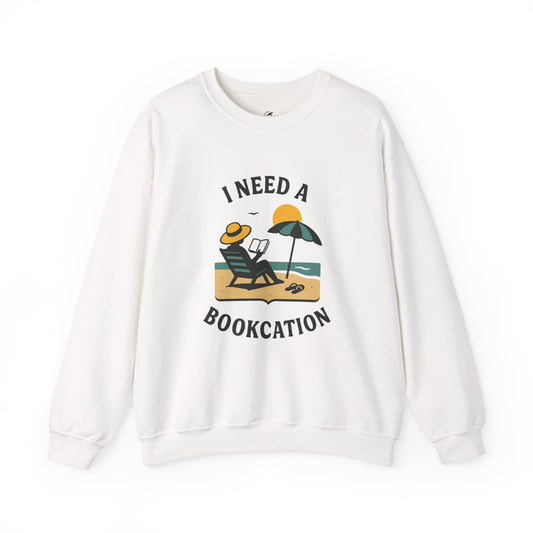 "I Need a Bookcation™" - Unisex Heavy Blend™ Crewneck Sweatshirt
